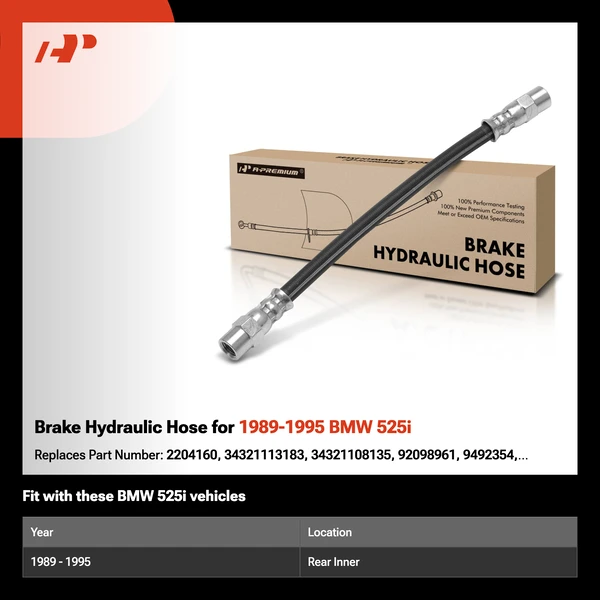 Brake Hydraulic Hose for 1989-1995 BMW 525i