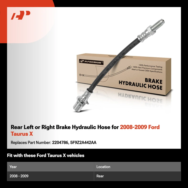 Rear Left or Right Brake Hydraulic Hose for 2008-2009 Ford Taurus X