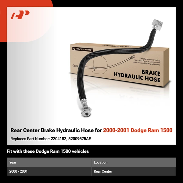 Rear Center Brake Hydraulic Hose for 2000-2001 Dodge Ram 1500