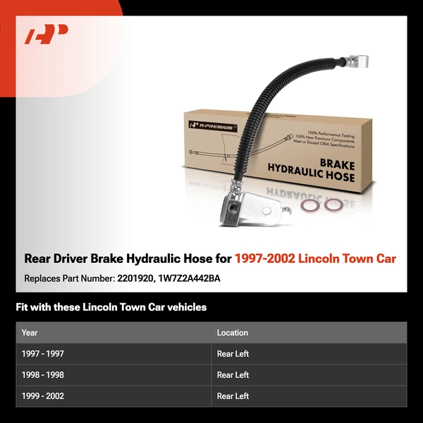 Rear Driver Brake Hydraulic Hose for 1997-2002 Lincoln Town Car