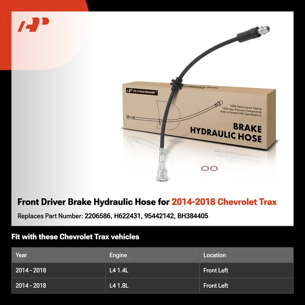 Front Driver Brake Hydraulic Hose for 2014-2018 Chevrolet Trax