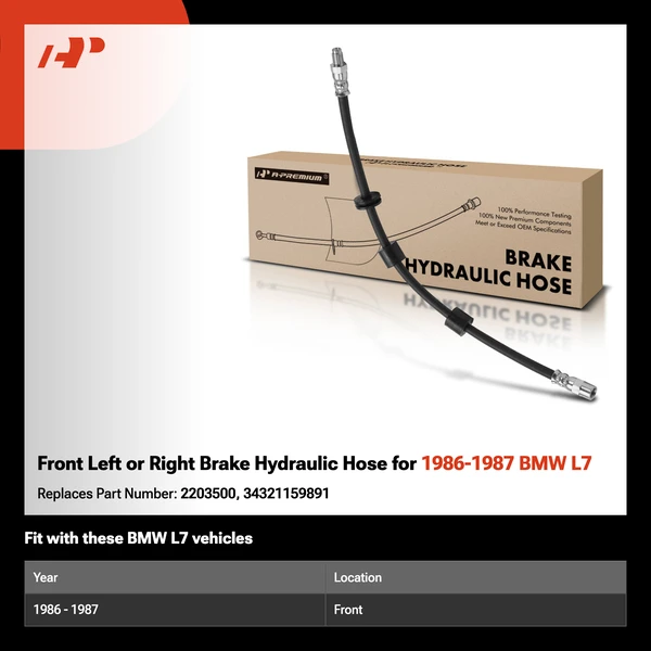 Front Left or Right Brake Hydraulic Hose for 1986-1987 BMW L7