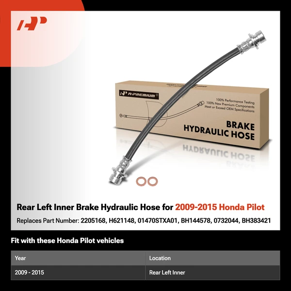 Rear Left Inner Brake Hydraulic Hose for 2009-2015 Honda Pilot