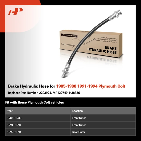 Brake Hydraulic Hose for 1985-1988 1991-1994 Plymouth Colt