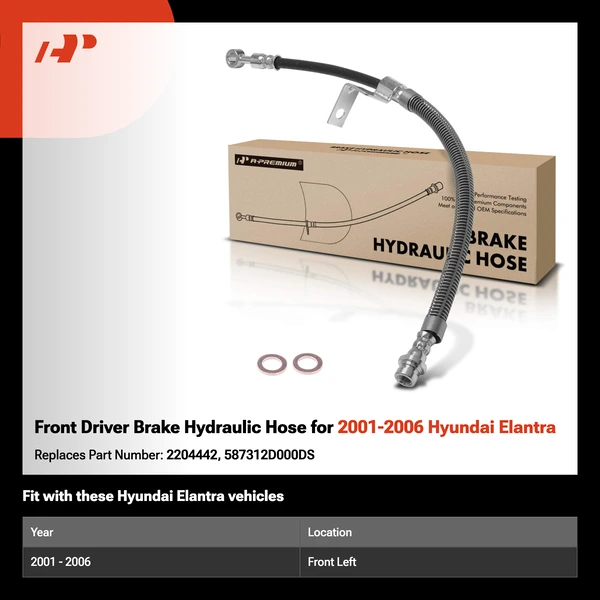 Front Driver Brake Hydraulic Hose for 2001-2006 Hyundai Elantra