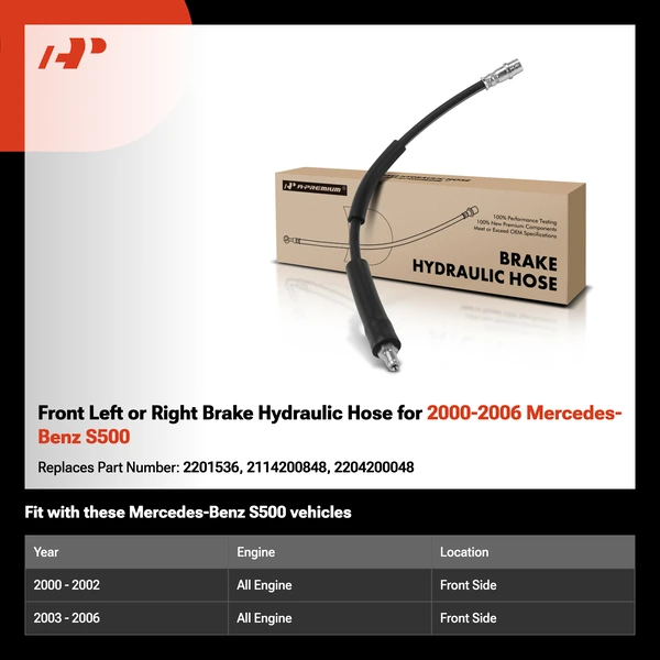 Front Left or Right Brake Hydraulic Hose for 2000-2006 Mercedes-Benz S500