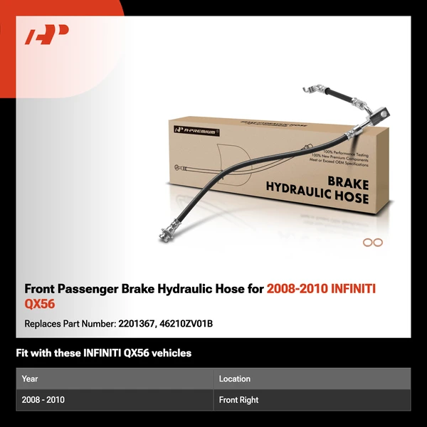 Front Passenger Brake Hydraulic Hose for 2008-2010 INFINITI QX56