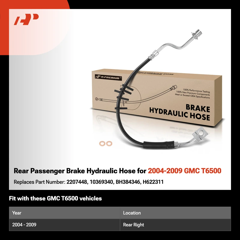 Rear Passenger Brake Hydraulic Hose for 2004-2009 GMC T6500