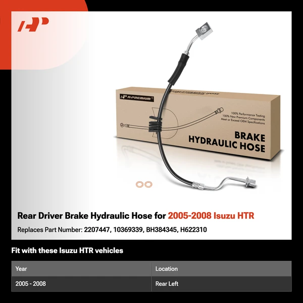 Rear Driver Brake Hydraulic Hose for 2005-2008 Isuzu HTR