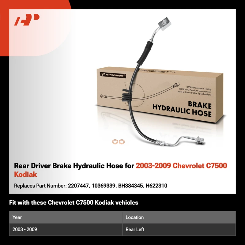 Rear Driver Brake Hydraulic Hose for 2003-2009 Chevrolet C7500 Kodiak
