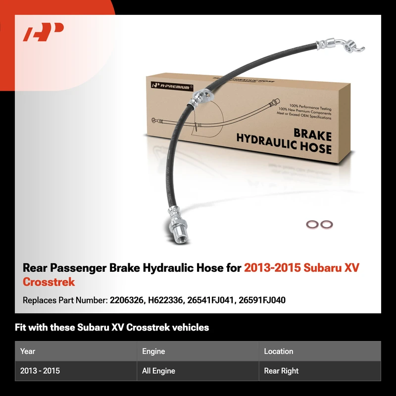 Rear Passenger Brake Hydraulic Hose for 2013-2015 Subaru XV Crosstrek