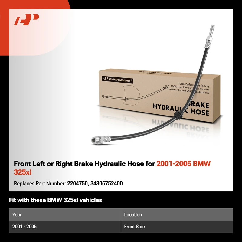 Front Left or Right Brake Hydraulic Hose for 2001-2005 BMW 325xi
