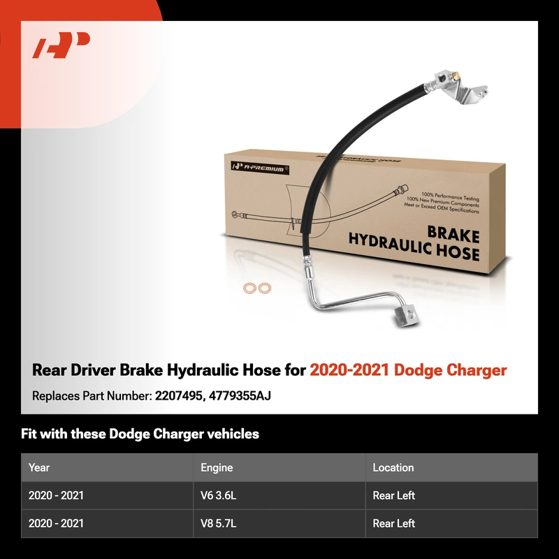 Rear Driver Brake Hydraulic Hose for 2020-2021 Dodge Charger