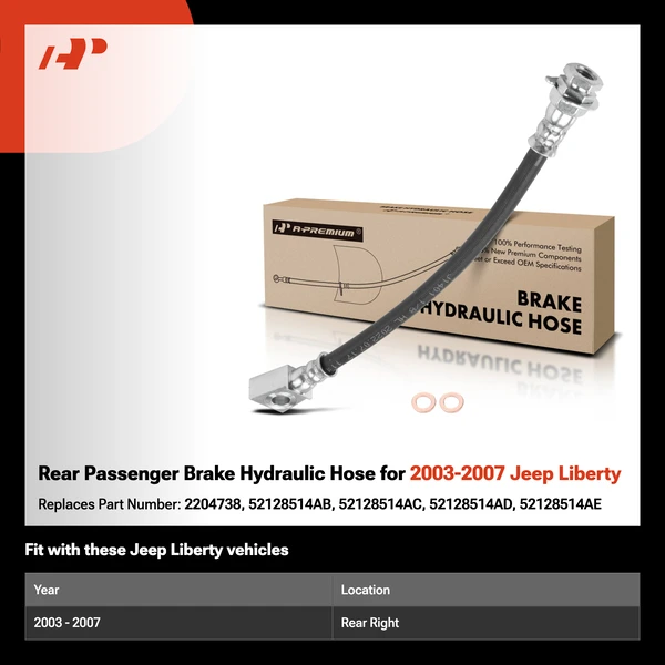 Rear Passenger Brake Hydraulic Hose for 2003-2007 Jeep Liberty