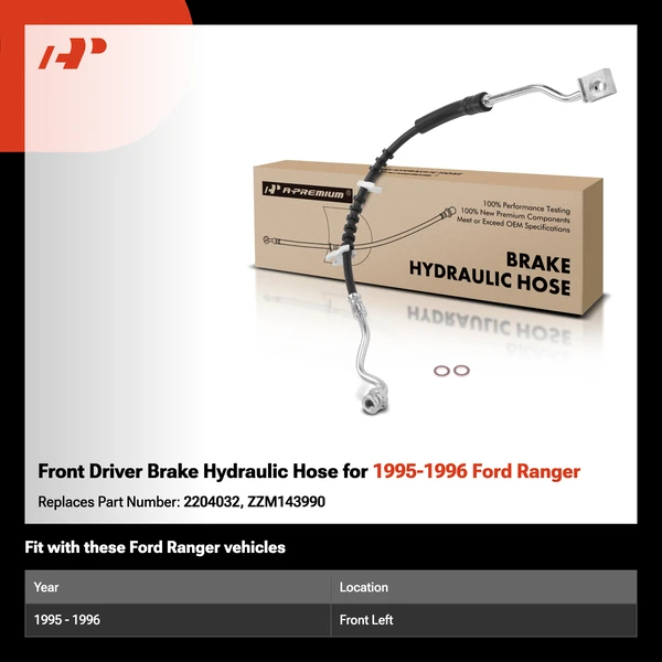 Front Driver Brake Hydraulic Hose for 1995-1996 Ford Ranger