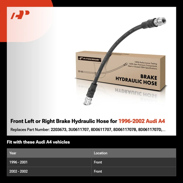 Front Left or Right Brake Hydraulic Hose for 1996-2002 Audi A4
