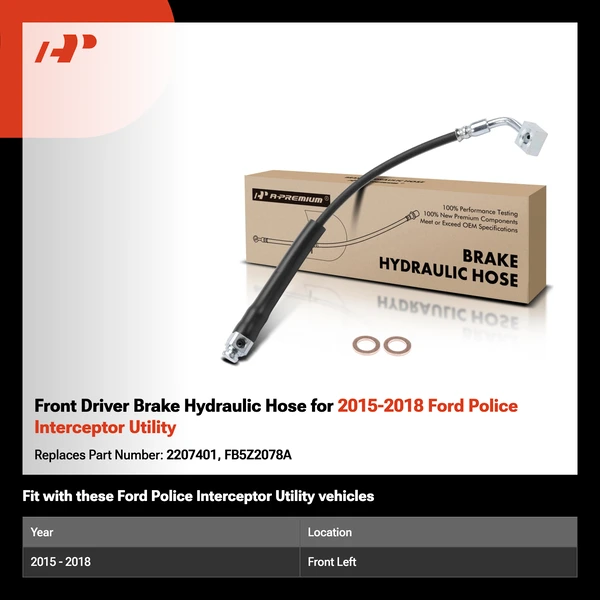 Front Driver Brake Hydraulic Hose for 2015-2018 Ford Police Interceptor Utility