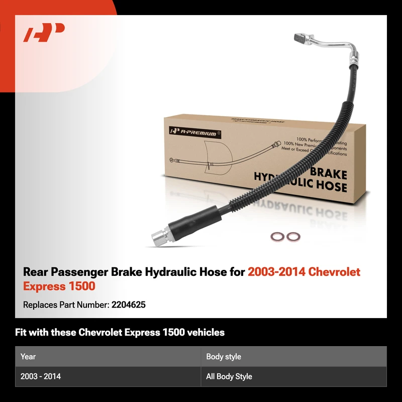 Rear Passenger Brake Hydraulic Hose for 2003-2014 Chevrolet Express 1500