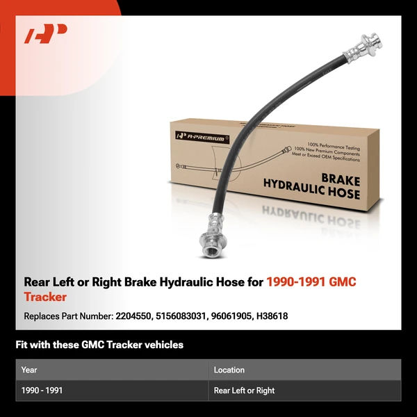 Rear Left or Right Brake Hydraulic Hose for 1990-1991 GMC Tracker
