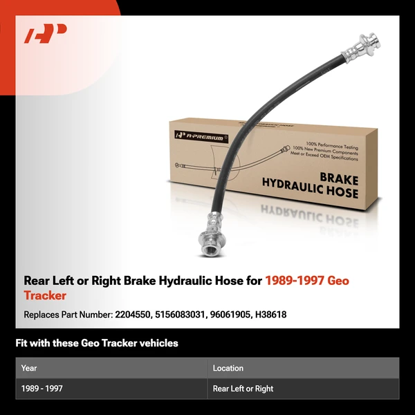 Rear Left or Right Brake Hydraulic Hose for 1989-1997 Geo Tracker