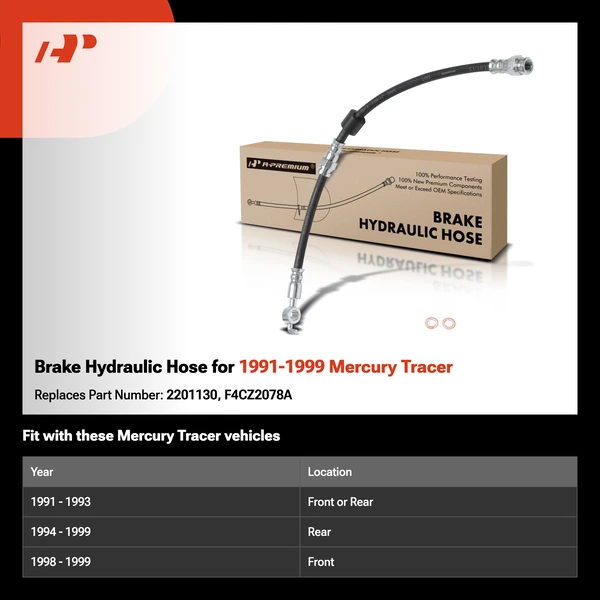 Brake Hydraulic Hose for 1991-1999 Mercury Tracer