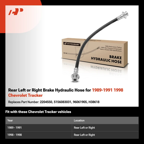 Rear Left or Right Brake Hydraulic Hose for 1989-1991 1998 Chevrolet Tracker