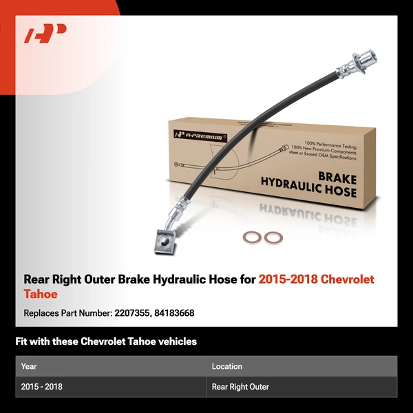 Rear Right Outer Brake Hydraulic Hose for 2015-2018 Chevrolet Tahoe