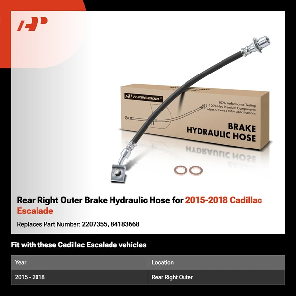 Rear Right Outer Brake Hydraulic Hose for 2015-2018 Cadillac Escalade