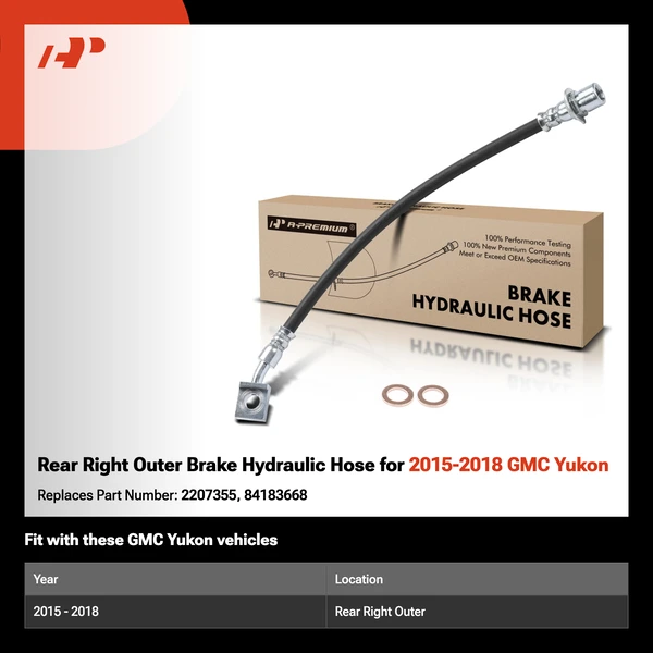 Rear Right Outer Brake Hydraulic Hose for 2015-2018 GMC Yukon