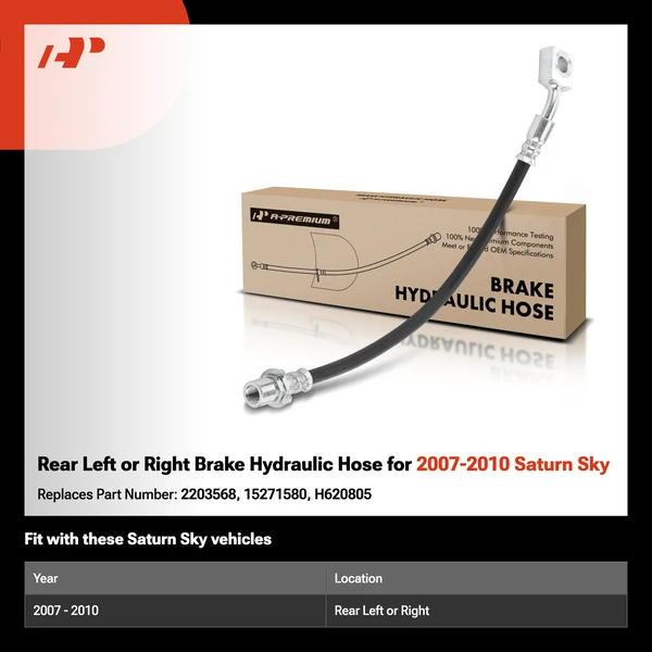 Rear Left or Right Brake Hydraulic Hose for 2007-2010 Saturn Sky