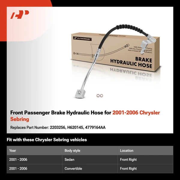 Front Passenger Brake Hydraulic Hose for 2001-2006 Chrysler Sebring