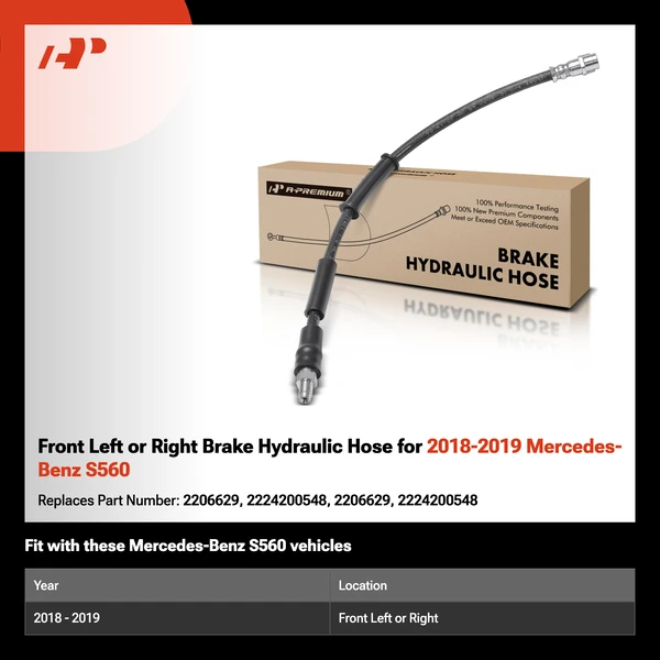 Front Left or Right Brake Hydraulic Hose for 2018-2019 Mercedes-Benz S560