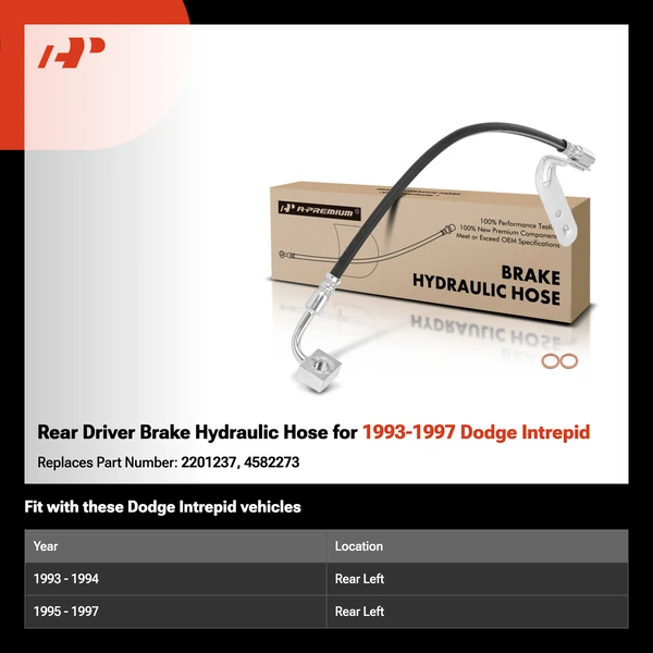 Rear Driver Brake Hydraulic Hose for 1993-1997 Dodge Intrepid