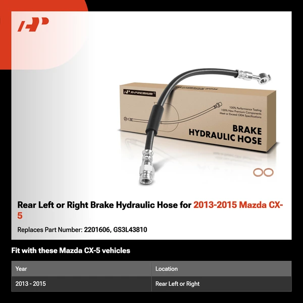 Rear Left or Right Brake Hydraulic Hose for 2013-2015 Mazda CX-5