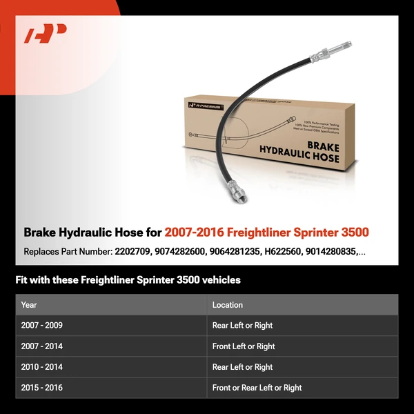 Brake Hydraulic Hose for 2007-2016 Freightliner Sprinter 3500