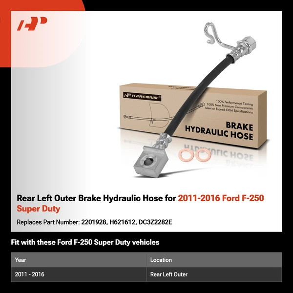 Rear Left Outer Brake Hydraulic Hose for 2011-2016 Ford F-250 Super Duty