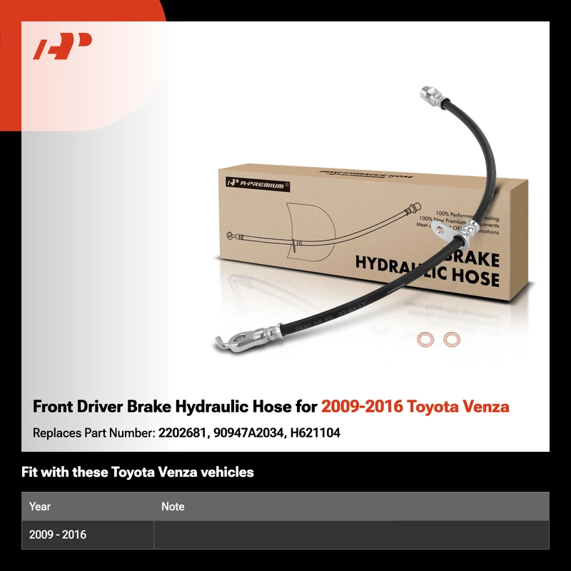 Front Driver Brake Hydraulic Hose for 2009-2016 Toyota Venza