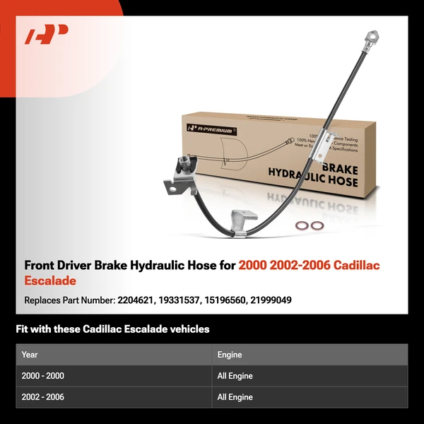 Front Driver Brake Hydraulic Hose for 2000 2002-2006 Cadillac Escalade