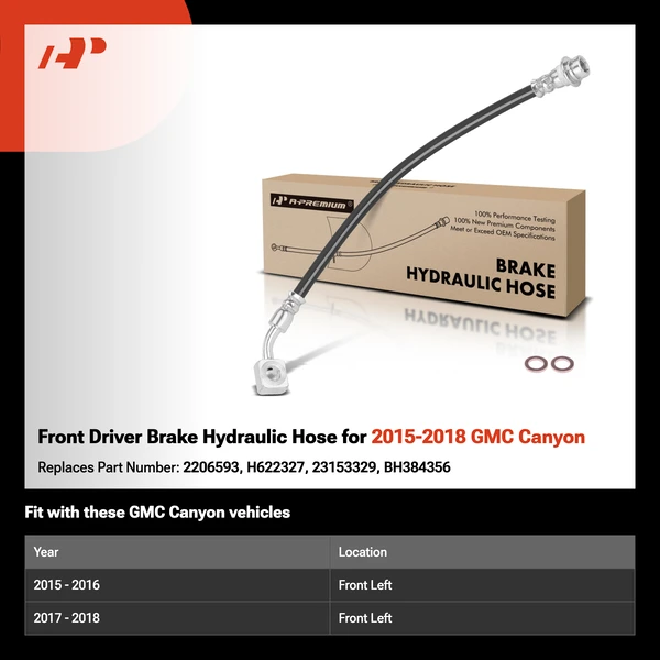 Front Driver Brake Hydraulic Hose for 2015-2018 GMC Canyon