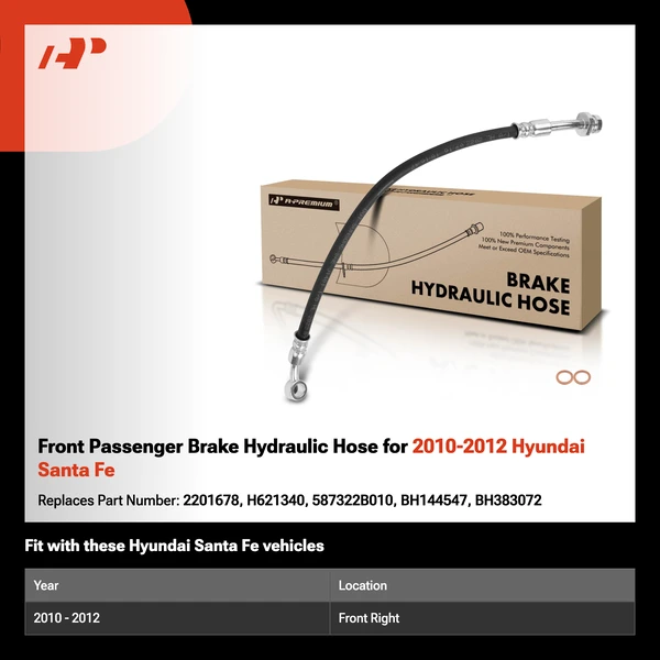 Front Passenger Brake Hydraulic Hose for 2010-2012 Hyundai Santa Fe