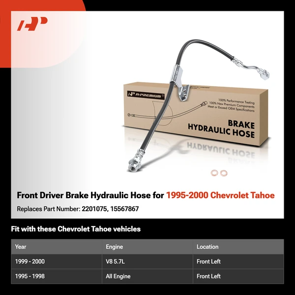 Front Driver Brake Hydraulic Hose for 1995-2000 Chevrolet Tahoe