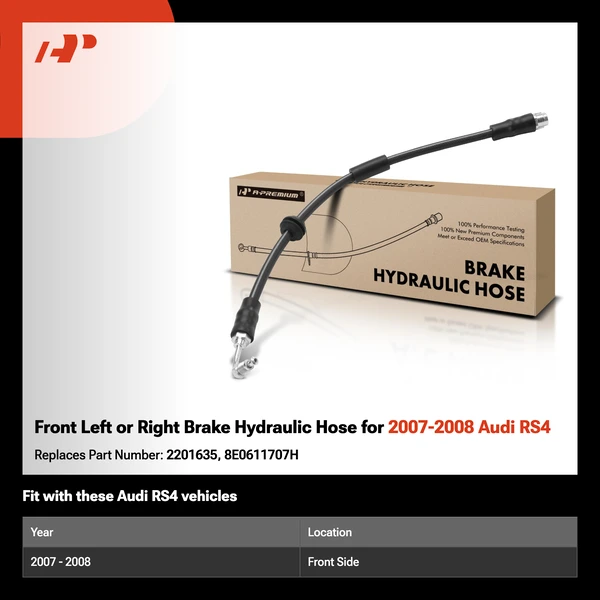 Front Left or Right Brake Hydraulic Hose for 2007-2008 Audi RS4