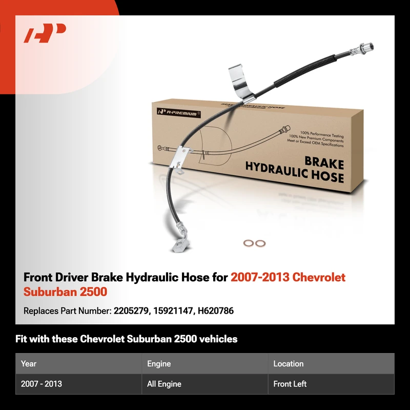 Front Driver Brake Hydraulic Hose for 2007-2013 Chevrolet Suburban 2500