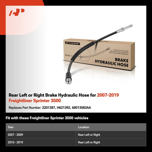 Rear Left or Right Brake Hydraulic Hose for 2007-2019 Freightliner Sprinter 3500