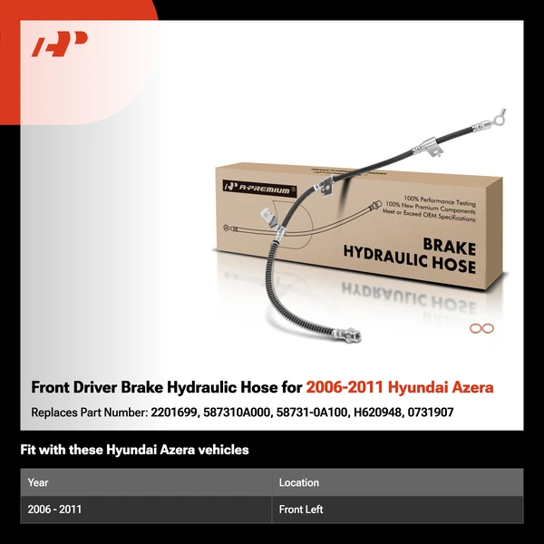 Front Driver Brake Hydraulic Hose for 2006-2011 Hyundai Azera