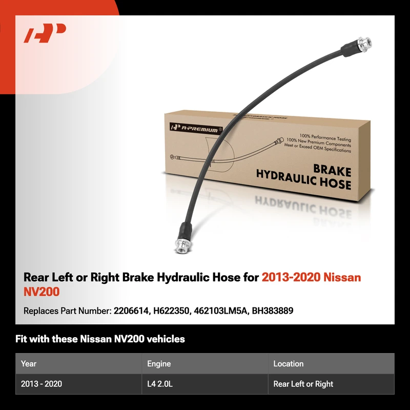 Rear Left or Right Brake Hydraulic Hose for 2013-2020 Nissan NV200