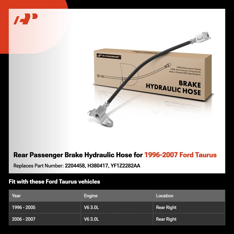 Rear Passenger Brake Hydraulic Hose for 1996-2007 Ford Taurus