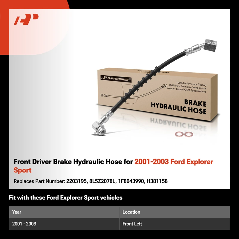 Front Driver Brake Hydraulic Hose for 2001-2003 Ford Explorer Sport