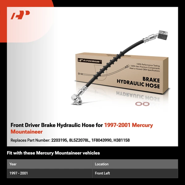 Front Driver Brake Hydraulic Hose for 1997-2001 Mercury Mountaineer