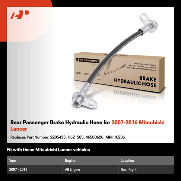 Rear Passenger Brake Hydraulic Hose for 2007-2016 Mitsubishi Lancer